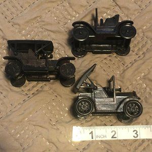 (3) Vintage 1917 Metal Miniature Die Cast Cars - Pencil Sharpeners